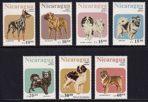 61 ニカラグア【未使用】＜「1987 SC#1632-1638 犬」 7種完 ＞