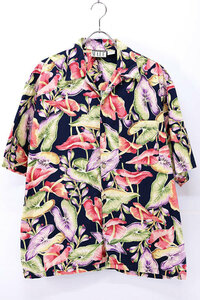 Used 90s MALE Botanical Black Aloha Shirt Size XL 古着
