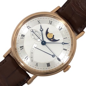 ブレゲ Breguet クラシック ムーンフェイズ 7787/BR/12/9V6 シルバー文字盤 K18PG/レザーストラップ 腕時計 メンズ 中古