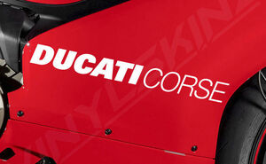 海外　限定品　送料込み DUCATI CORSE Motorbike Decal Sticker ドゥカティ ステッカー シールバイク 365mm x 38mm ホワイト 2枚セット