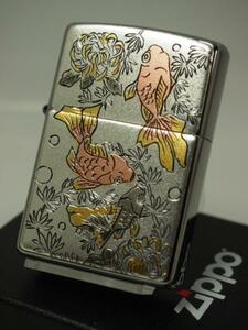 Zippo 電鋳板　金魚（彫金　きんぎょ）和金　縁起物 キンギョ 新品