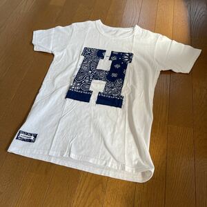 送料210円● ハリウッドランチマーケット リメイク Tシャツ 1 ハリラン blueblue デニム×ペイズリー