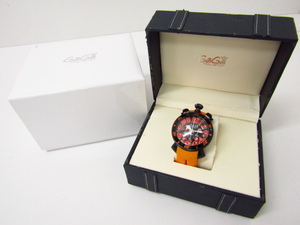 GaGa MILANO ガガミラノ クロノ 48mm 6054.3 ラバーベルト QZ メンズ♪SB4197