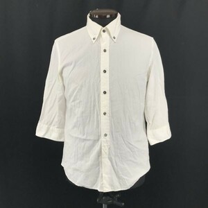 Made in Japan★TAKEO KIKUCHI★ボタンダウン/七分袖シャツ【Mens size -2/S程度/白/white】Tops/Shirts◆BG952