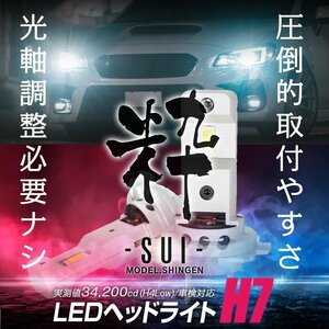 【ポン付け】バルブ型LEDヘッドライトの最高峰! ステラ RN1/2 4灯式 H18.6~H23.4 信玄LED 粋-SUI- H7 1年保証 車検対応