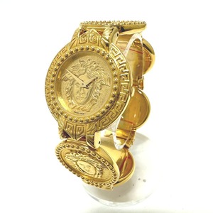 美品 Gianni Versace ジャンニ・ヴェルサーチ 7008002 コインウォッチ クオーツ メデューサ 腕時計 ゴールド レディース【中古】