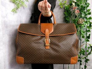 ●超美品●CELINE セリーヌ●マカダム●PVC カーフ レザー 本革●ボストン バッグ●ブラウン系●G金具●大容量 旅行●収納 かばん●Js46039