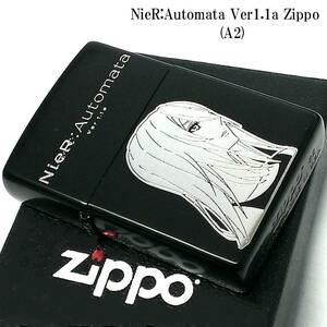 ZIPPO NieR:Automata Ver1.1a A2 ニーア オートマタ ライター アニメ マットブラック ヨルハ 銀差し 両面加工 可愛い ジッポー ギフト