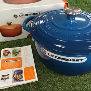 GX2265 LE CREUSET ル・クルーゼ 両手鍋 ココット ロンド 21177-22cm ホーロー鍋 調理器具 マルセイユブルー 箱汚れ有り 未使用 保管品 鍋