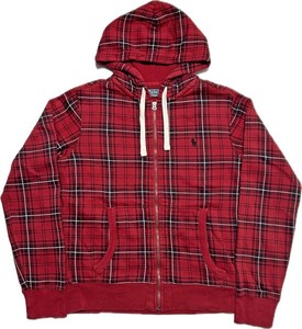 ポロ ラルフローレン Women’s S ジップパーカ POLO RALPH LAUREN PARKA フード付き 赤 RED チェック 柄 ラルフ レディース ウィメンズ