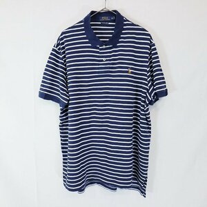 Polo Ralph Lauren ポロラルフローレン ボーダー S/S ポロシャツ 半袖 カジュアル ネイビー ( メンズ XL ) M9462 1円スタート