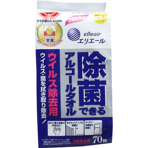 エリエール 除菌できるアルコールタオル ウイルス除去用 つめかえ用 70枚入