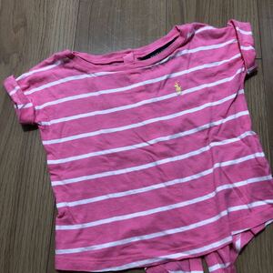 【ラルフローレン】ピンク×白ボーダー　半袖Tシャツ カットソー 100