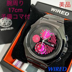 美品☆電池新品☆送料込☆セイコー SEIKO ワイアード WIRED クロノグラフ メンズ腕時計 TWO FACE ピンク/ブラック 7T92-0LW0 AGAV061