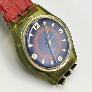 【電池切れ・ジャンク】Swatch　スウォッチ　クォーツ腕時計　レディース　青文字盤　裏スケ　ケース：2.3　