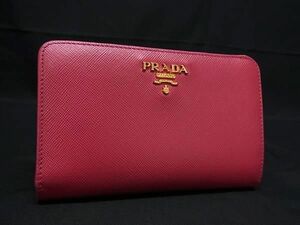 1円 ■美品■ PRADA プラダ サフィアーノレザー 二つ折り 財布 ウォレット 小銭入れ 札入れ レディース ピンク系 FA5414