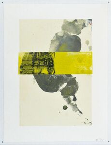 黄鋭画額「可斗子」　水墨　コラージュ　和紙　印、年記　64×49