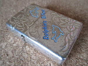 ZIPPO 『Dolphin’s Billow ドルフィンズ ビロウ イルカ 大波 うねり 深彫り』2002年3月製造 クジラ オイルライター ジッポ－ 廃版激レア