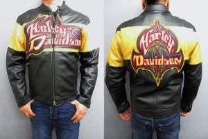 L ハーレーダビッドソン WILDCARD 牛革 レザー ジャケット 牛革 LL・XLサイズ相当 Harley‐Davidson（ライダース 革ジャン XL