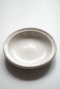 古いCul Noir キュノワール 無地 大皿 リムプレート 丸皿 / 1800年代(19世紀)・フランス / アンティーク 古道具 民陶