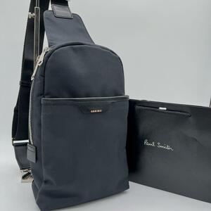 1円| 美品 Paul Smith ポールスミス マルチストライプ ショルダーバッグ ボディバッグ 斜め掛け レザー ナイロン レディース メンズ