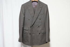 ★美品 送料無料 メンズスーツ ダブルスーツ ブラウングレー Y5-Y6 Sサイズ相当 日本製