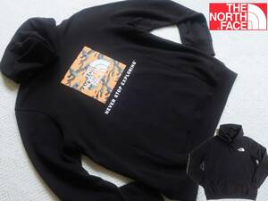 新品★ノースフェイス★ブラック プルオーバー パーカ★迷彩柄 バックプリント★カモ フーディー 黒 XL★THE NORTH FACE☆631