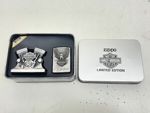 Y390-N35-1665 火花なし Zippo ジッポ イーグル LIMITED EDITION HARLEY DAVIDSON ハーレーダビッドソン メタル 台座 缶付き 現状品②