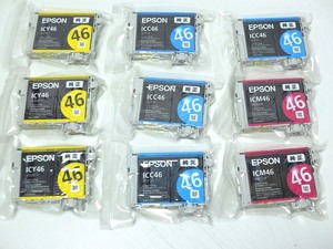 エプソン　純正 IC46シリーズ 補充式インクカートリッジ 　3色9本　ICM46（純正）×2・ICY46（純正）×3・ICC46（純正）×4
