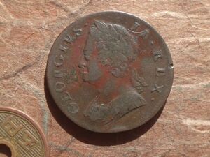 イギリス　1/2Penny　銅貨　1747年　KM#579.2　(29.0mm, 9.6g) George II世