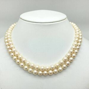 「アコヤ本真珠ネックレスおまとめ」a約62g 約6.5-7.5mmパール pearl necklace accessory jewelry silver DA0