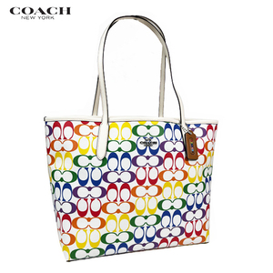 COACH コーチ レディース トートバッグ バッグ アウトレット シティー レインボー シグネチャー キャンバス C4181 チョーク 新品