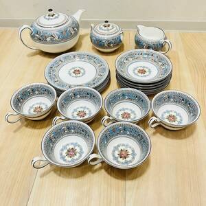 【OAK-2357FH】1円スタート Wedgwood ウェッジウッド カップ＆ソーサー ポット セット 洋食器 未使用 保管品 ブランド ティーカップ 茶器