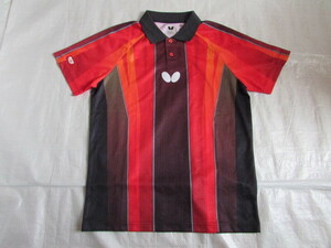 USED 記名有り メンズ Mサイズ Butterfly 半袖 ゲームシャツ ポロシャツ バタフライ JTTA 日本卓球協会公認