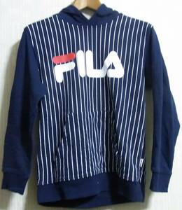 フィラ fila スウェットパーカー m ビッグロゴ　ストライプ 90sぽい一着