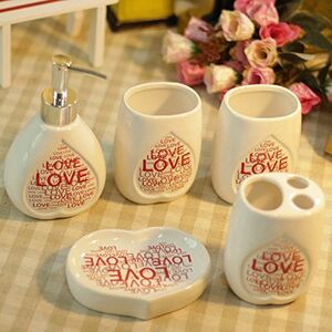 サニタリー容器 LOVE 新婚さん 洗面用品 5点セット