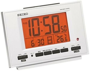 セイコー クロック 目覚まし時計 電波 デジタル 自動点灯 カレンダー 温度