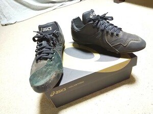 黒色 26.5 Ｐ皮付き アシックス 野球 スパイク BLACK 26.5センチ ブラック スパイクシューズ P革付き ASICS 黒 26.5cm P皮付き