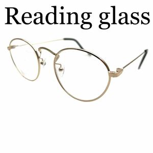 40代からの大人メガネ　リーディンググラス　ゴールドメタルフレーム　ケース付　ブルーライト、紫外線カットレンズ仕様　ユニセックス