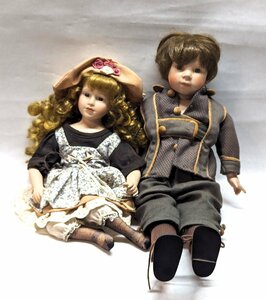 ◆ヴィンテージ◆ アンティークドール 2体セット アンティーク人形 ビスクドール 西洋人形 女の子 花嫁 ドレス コレクション インテリア