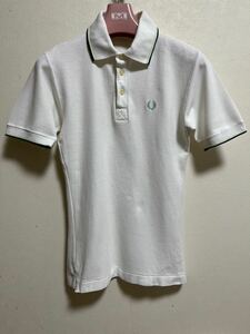 80s FRED PERRY ポロシャツ M（S相当）白×緑 英国製 ヴィンテージ モッズ スキンズ サイコビリー パンク 70s フレッドペリー ラコステ