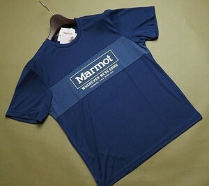 新品正規 Marmot マーモット 海外限定 接触冷感 消臭抗菌 Mision Round 半袖 Tシャツ100(L)ネイビー(NA) 直営店購入 TSM9002