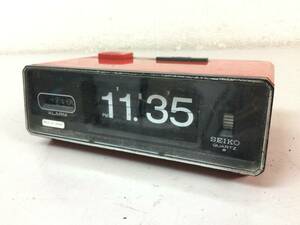 SEIKO パタパタ時計 QN 401T 目覚まし時計 置時計 電池式 アンティーク 昭和レトロ レッド 赤 ジャンク