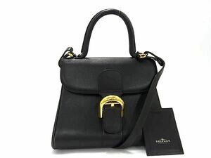 1円 ■美品■ DELVAUX デルヴォー ブリヨンPM レザー クロスボディ 2WAY ハンドバッグ ショルダー 斜め掛け レディース ブラック系 FB0747