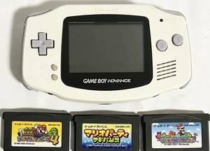 GBA ゲームボーイアドバンス 本体 ホワイト AGB-001 Nintendo ニンテンドー 任天堂 ソフト3本付き 通電 動作確認済 ジャンク