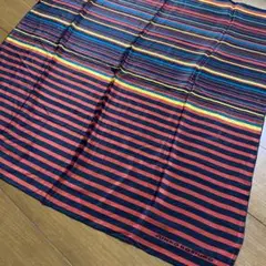 【美品】ジュンコ・コシノ 大判 絹100％ カラフルボーダー スカーフ