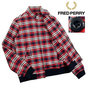 【B2607】【極美品】FRED PERRY フレッドペリー スイングトップ ハリントンジャケット ブルゾン チェック F2392 サイズM