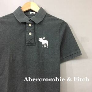 アバクロンビーアンドフィッチ Abercrombie & Fitch ヘラジカ 鹿 A&F MUSCLE 半袖 ポロシャツ グレー メンズ 男性用 Lサイズ ♭▽