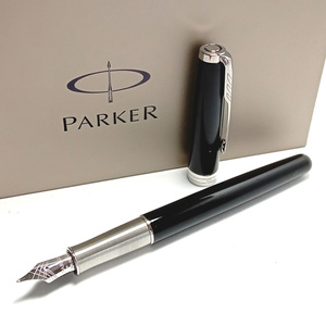 【pkf1】新品　PARKER　パーカー　万年筆　ソネット　ブラックCT　18K　F細字　ブラック×クローム/シルバー　ペン先18金