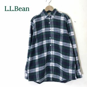 A1093-D◆old◆90s L.L.Bean エルエルビーン 長袖シャツ フランネル生地 トップス レディース ◆ size6 グリーン チェック コットン